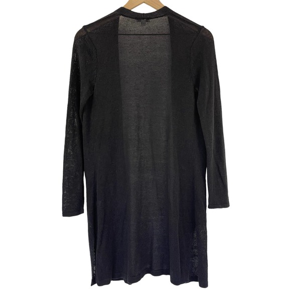 J.Jill Black Linen Blend Open Front Knit Cardigan Blend Pockets Sz XS #4093 - Picture 4 of 11